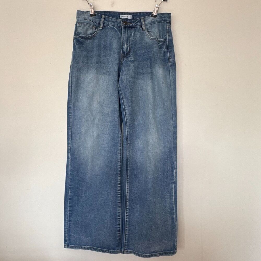 Wide Leg Jeans Womens Size 7 High Rise Blue Denim Trouser Style Generation K